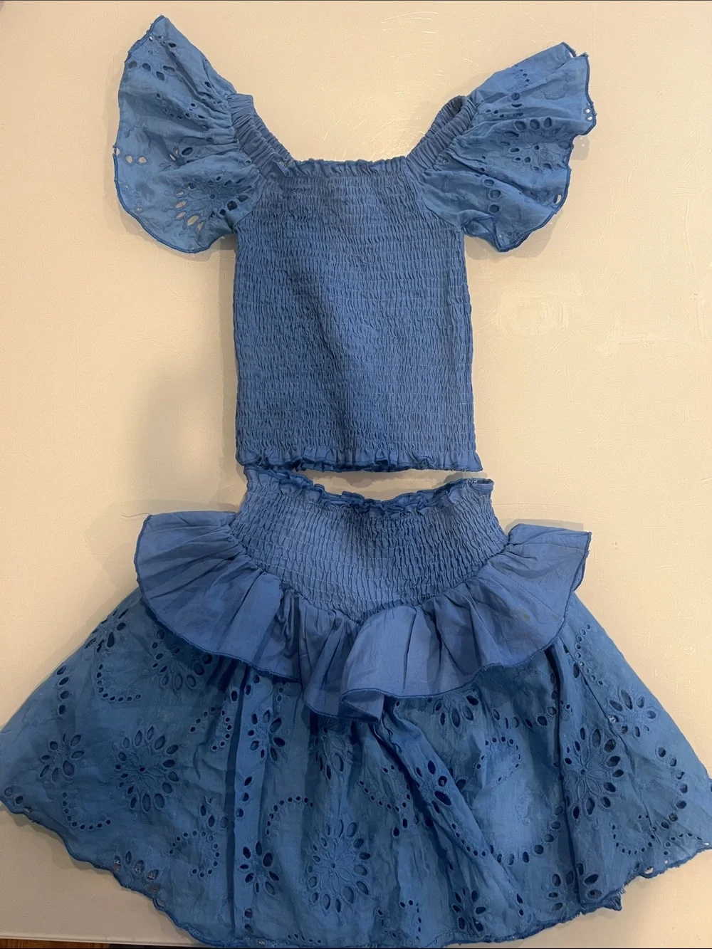 Stoopher Girls Blue Eyelet Two-Piece tween Set